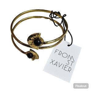 NWOT Goldtone and Black Women's Cuff Bracelet